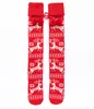Women's Knitted High Boot Socks Snowflake Christmas Holiday Patterns Long Winter Knee Stockings Funky Leg Warmers Floor Hosiery Red
