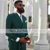 Veralove Green Mäns kostym Peaked Lapel One Button Groom Tuxedos med bälte Bröllopsdräkt för Män Sätta Skräddarsydda (Jacka + Byxor)