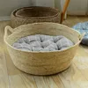 Kat Bed Mand Nest Gras Geweven Huisdier Slapen Bed Huis Nesting Rest Leuke Fun Scratcher Krassen Scratch Mat Pad Puppy Indoor 2101006