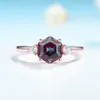 Kuololit 2CT lab grown Alexandrite Gemstone Ring for Women 925 Sterling Silver 585 rose gold hexagon Luxury Fine jewerely 220216