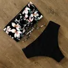 Высокая талия бикини сексуальные черные купальники женские купальники ноги bandeau bikinis set плавание для купальника женщины купальники 210621