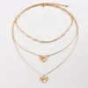 Pendant Necklaces 4 Pcs/Set Exquisite Lady Necklace Heart Shaped Star Crystal Gold Set Women Fashion Valentine's Day Gift