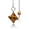 Natural Stone Merkaba Dowsing Pendulum Pendant Reiki Healing Crystal Star Shape Pendule Radiesthesia Metaphysical Spiritual Amulet Hanging Accessories