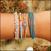 Charm Jewelrycharm Bracelets 4Pcs/Set Fashion Personality Bohemian Handwoven Rope Mticolor Bracelet Ladies Jewelry For Women Gift Wholesale