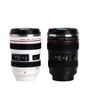 Câmera de aço inoxidável EF24-105mm canecas de café branco canecas Preto canecas Creative Present Cups Canecas Tazas Vaso Caf 220311