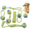 Dog Toys Chew Rope Set av 7 Hållbart bomullsrutt för att spela och tänder rengöring