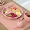 11st Baby Feeding Silicone Dinner Plate Bowl Fork Spoon Kids Porslin Set Fashionable Pure Children's Dishes Stuff 211026