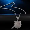 Hip Hop Bling Iced Out Cubic Zircon CZ Dog Pendants & Necklaces Copper Necklace For Men Rapper Jewelry With Tennis Chain X0509