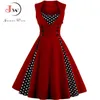 S-4XL Women Robe Retro Vintage Dress 50s 60s Rockabilly Dot Swing Pin Up Summer Party Dresses Elegant Tunic Vestidos Casual 210623