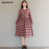 Japanese Mori Girl Autumn Spring Women Mini Dress Turn-down Collar Floral Printed Vintage Vestidos Cotton Linen Elegant Dresses 210520