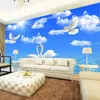 Custom Blue Sky White Clouds Wallpaper 3D Stereo White Swan River Mural Living Room Bedroom Theme Hotel