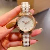 Femmes strass Quartz Montre-Bracelet Fleur Dame Silver Rose Gold Ceramic Montres Numéro Date Bracelet en acier inoxydable 35mm