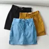 Koreansk stil Chicwomen Corduroy Original Mini Skirt Side Split Cord 210529