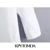 KPYTOMOA Women Fashion With Pockets Oversized Irregular Blouses Vintage Long Sleeve Side Vents Female Shirts Chic Tops 210401