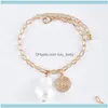 Charm JewelryCharm -armband 4 st/Set Fashion Gold Color Imitation Pearls Alloy Shell For Women Jewelry Handkedjor Blandband1 Drop Delivery