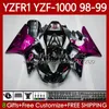 Carrosserie de moto pour YAMAHA YZF-R1 YZF1000 Flammes roses YZF R 1 1000 CC 98-01 Bodys 82No.57 YZF R1 1000CC 1998 1999 2000 2001 YZF-1000 YZFR1 98 99 00 01 Kit de carénage OEM