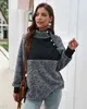 LOskky Sweatshirt Långärmad Patchwork Färg Fahsion Höst Vinter Pullover Svart Ladies Plush Warm Toppar Kläder 211120