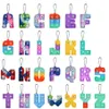 2022 Chirstmas Alphabet Letters Push Key-chain Toys Party Favor Cell Phone Straps Silicone Letter Sensory Bubbles keyring Simple Dimple Fidget Finger Toy Gifts a49