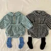 Bébé vêtements ensembles vêtements Plaid chemise à manches longues et Bloomer 2 pièces garçons vêtements mode enfant en bas âge filles 210521