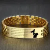 Мода Tennis Bracelets Gold Tone Нержавеющая сталь Ссылка цепи Pulsera Masculina Пользовательские DIY Гравировка Имя Любовь Информация Подарки