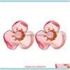 Pendientes Jewelrywomen Flor Resina Stud Pendiente Estilo clásico Mujeres Fiesta Cumpleaños Regalo de Navidad Entrega de gota 2021 CZDSD