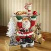 크리스마스 장식 산타 클로스 트레이 비스킷 캔디 스낵 선물 디스플레이 수지 조각 유리 탑 테이블 홈 공예 장식