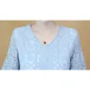 See through Top Women Sexy Blouses Shirt Spring Lace blouse Shirts V Collar Loose Long Sleeved Woman 207H7 210420