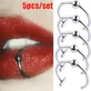 5PCS Lip Ringar Neutral Punk C-formade läppar Clip Fake Piercing Smycken Membran med Perforerad Hoop