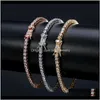 Link Chain Bracelets Jewelrytennis Chains HipHop Tide Mens Tiny Zircons M Bracelet Bling Three Color Drop Delivery 2021 Fzmno