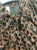 Leopard Print Dress For Women Round Neck Puff Sleeves And Belt High Waist Retro Bow Female Autumn Fashion 210525