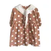 Sommarflickor Klänning Koreansk stil Polka Dot Studentskola Lapel Sweet Princess Baby Barn Barnkläder 210625