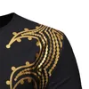 T-shirt à manches courtes pour hommes de luxe imprimé floral africain métallique or Dashiki T-shirts pour hommes Casual Plus Size Vêtements pour hommes 210524