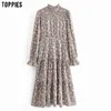 Woman Maxi Dress Long Sleeve Ruffled Collar Elegant Ladies Vestidos Fashion Clothes 210421