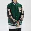 Harajuku Bomber Jackets Женщины пушистая кость Patten однобортный свободный бейсбол куртка Hiphop Streetwear Unisex Splice Part 210914