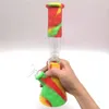 Beaker de silicone bong percoladores canal de vidro de vidro canal shisha hookah tubo de permolador conjuntos com