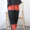 Johnature Autumn Bawełniana Pościel Retro Patchwork Elastyczny Talia Cross-Spodnie Luźne Dorywczo Dopasuj Kobiety Długość kostki Spodnie 210521