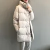 Mulheres Amy Verde Oversize Longo Parkas Grosso Inverno de Manga Longa Botões Bolsos Feminino Casaco Quente ASF73 210422