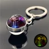 12 Constellation Luminous Keychain Glow In The Dark Glass Ball Pendant Zodiac Key Chain Holder Gifts for Men Women Lovers Friend