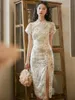 Этническая одежда Cheongsam Qipao Vintage китайское платье современное 2022 Женщина сексуальные вышивные расщепления женские свадебные восточные вечеринки