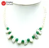 Collana di perle naturali Qingmos per donna con 6-7mm rotondi 12-15mm Biwa 6mm gioielli di giada verde 17 '' girocolli Nec6128