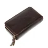 Portefeuilles Grote Capaciteit Lederen Mannen Lange Portemonnee Koeienhuid Mannelijke Clutch Double Rits Hasp Card Holder Coin Pocket