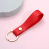 Keychains 2022 Fashion Cow Leather Keychain Car Thread Small Gift Metal Pendant Key Chain Simple Keyhold Miri22