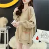 Femmes pull surdimensionné et pulls pour pulls d'hiver gland trou cassé tricots poche coréen pull Long ample 210430
