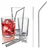 Pailles à boire en acier inoxydable réutilisable paille en métal droite et courbée brosse de nettoyage Extra longue pour bière jus de fruits lait