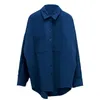 Bahar Katı Renk Rahat Kore Gevşek Çift Cep Gömlek Kadın Artı Boyutu Pamuk Uzun Kollu Bluz Blusas Mujer12810 210521