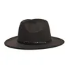 Fedora Hat Men Man Romet Impiting Woolen Felt Hats男性ファッションワイドブリムジャズTrilby Cap Partyフォーマルトップハット