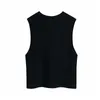 Femmes élégantes Polyester pull gilets mode dames solide tricoté hauts Streetwear femme Chic noir col en v réservoirs 210427