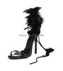 Robe chaussures bout ouvert sangle unique mince sandales à talons hauts noir plume spectacle élégant banquet femmes cuir cheville