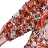 Print Patchwork Ruffle Summer Jumpsuit For Women Lapel Half Sleeve High Waist Hit Color Jumpsuits Female Fashion 210521