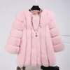 Cappotti di visone Donna Inverno Top Fashion Rosa Cappotto di pelliccia da donna Elegante spessa tuta sportiva calda Giacca finta